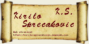 Kirilo Sprečaković vizit kartica